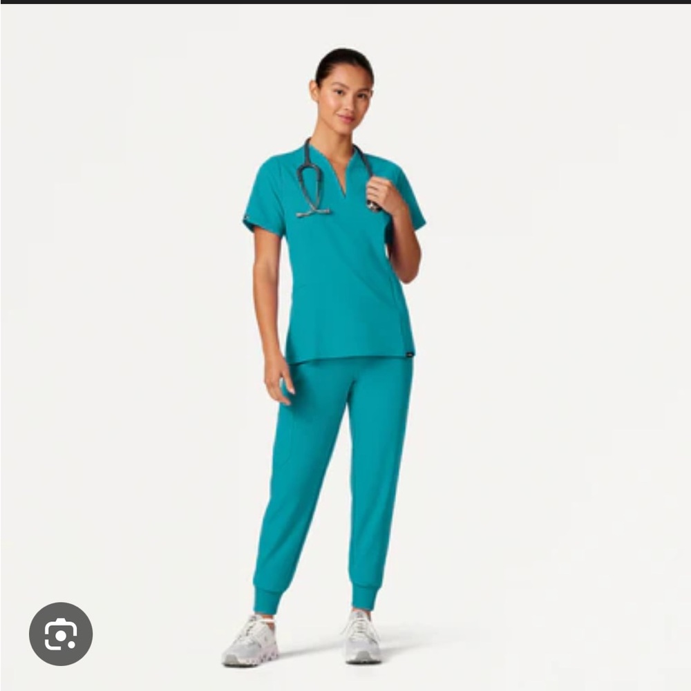 Jaanuu Slim Knit Scrub Top and Joggers Set